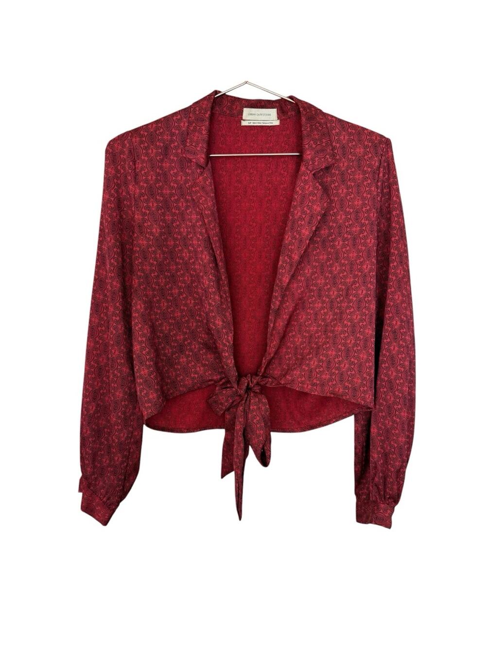 Urban Outfitters Red Paisley Crop Top Size Small Holiday Office Vixen